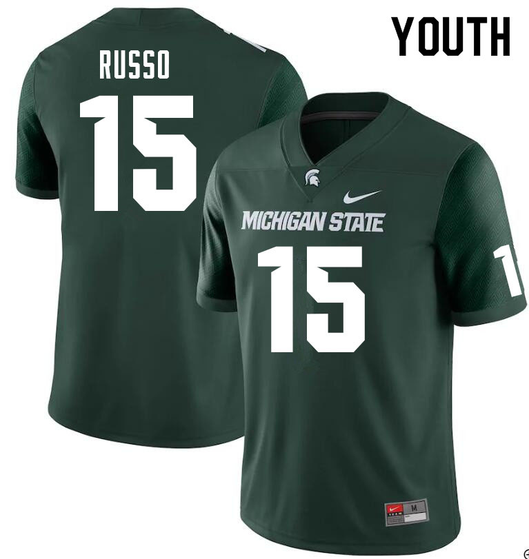 Youth #15 Anthony Russo Michigan State Spartans College Football Jerseys Sale-Green